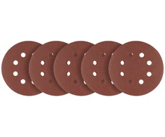Krążki Šlifavimo diskai su lipdukais, 125 mm, P150, 5 vnt., su 8 skylėmis