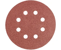 Krążki Šlifavimo diskai su lipdukais, 125 mm, P80, 5 vnt., su 8 skylėmis
