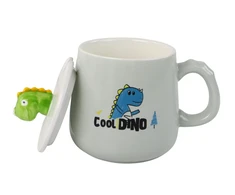 Kubek Keramikinis puodelis su dinozauru ir dangteliu, 350 ml