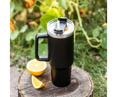 Puodelis Termospuodelis su šiaudeliu, juodas, 1100 ml, nerūdijančio plieno, Klausberg, kb-7942