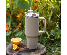Puodelis Termospuodelis su šiaudeliu, pilkas, 1100 ml, nerūdijančio plieno, Klausberg, kb-7943