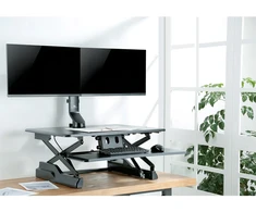 Laikiklis / wieszak biurkowy na dwa monitory / podwójny Maclean, VESA 75x75 100x100, 17"-27", max 14kg, MC-854