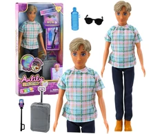 Lean Toys Lėlė berniukas su lagaminu ir priedais