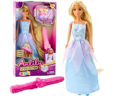 Lean Toys Lėlė Anlily su mėlyna suknele ir plaukų aksesuarais