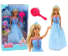 Lean Toys Anlily undinėlė princesė su mėlyna suknele ir šepetėliu