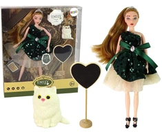 Lean Toys Lėlė Emily su kačiuku ir medine širdimi, 30 cm