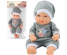 Lean Toys Lėlė kūdikis pilka pižama 30 cm