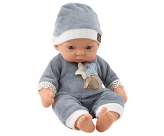 Lean Toys Lėlė kūdikis su pilka pižama ir kepuryte 24 cm