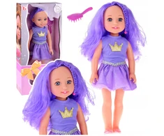 Lean Toys Lėlė su violetine suknele ir šukuosena