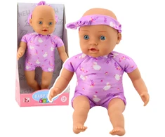 Lean Toys Lėlė kūdikis su violetiniu drabužėliu ir galvos juostele, 31 cm
