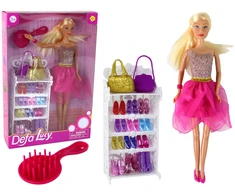 Lean Toys Lėlė su rožine blizgančia suknele Defa Lucy