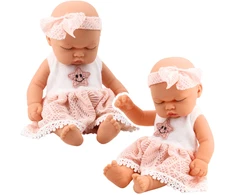 Lean Toys Lėlė kūdikis rožine suknele su žvaigždute ir galvos juosta, 24 cm