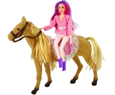 Lean Toys Lėlė raitelis su rudu poniu