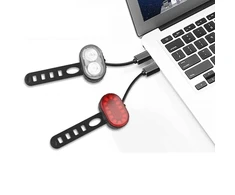 Lampka Dviračio žibinto priekinis galinis LED žibintas dviračio vairui, stiprus USB, 2 vnt.