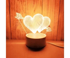 Lampka Meilės širdelių 3D iliuzijos naktinė lemputė vaikų miegamajam dovanų USB