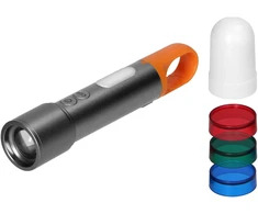 Orno Žibintuvėlis, LED žibintuvėlis SMD 10W + COB 2W, 350lm, 1200 mAh, priartinimo funkcija, spalvoti dangteliai