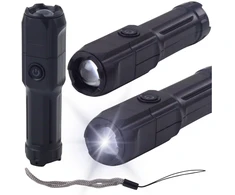 Lean Žibintuvėlis LED su reguliuojamu priartinimu ir USB įkrovimu, 3 šviesos režimai, juodas
