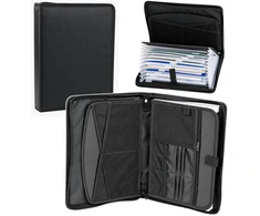 Lean A4 dokumentų dėklas su skyriais ir užtrauktuku, juodas, 36,5 × 27 × 5,5 cm