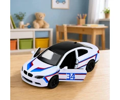 Lean Toys Žaislinis sportinis automobilis su inercine pavara ir atidaromomis durimis, baltas, 12,5 × 5 × 4 cm