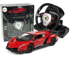 Lean Toys Nuotoliniu būdu valdomas automobilis Lamborghini Veneno raudonas 1:24