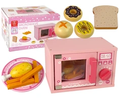 Lean Toys Žaislinė mikrobangų krosnelė su priedais, rožinė