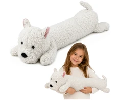 Lean Toys Pliušinis žaislas Vesthailendo baltasis terjeras, baltas, 90 × 24 × 24 cm