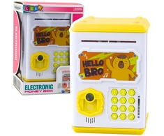 Lean Toys Elektroninis Sejf Bankomat Skarbonka Na PIN Dla Dzieci Kapibara Geltonas