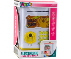 Lean Toys Elektroninis Sejf Bankomat Skarbonka Na PIN Dla Dzieci Kapibara Geltonas