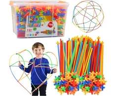 Lean Toys Konstrukciniai šiaudeliai 1000 vnt. spalvotas rinkinys