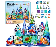 Lean Toys Magnetinės plytelės 40 vnt.