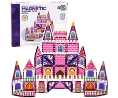 Lean Toys Magnetinės kaladėlės rožinės 58 vnt.