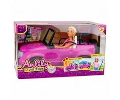 Lean Toys Lėlės ir automobilio rinkinys „Anlily“ su priedais, violetinis, 30 cm