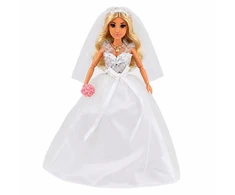 Lean Toys Nuotakos lėlė su vestuvine suknele ir aksesuarais, balta, 30 cm