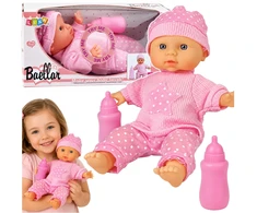 Lean Toys ROŽINĖ LĖLĖ KŪDIKIS SU GARSU IR BUTELIUKU