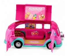 Lean Toys Lėlės žaidimų rinkinys su ledų furgonu, rožinis, 23,5 × 12 × 10,5 cm, 33 dalių