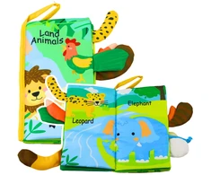Lean Toys Minkšta edukacinė knygelė kūdikiams su gyvūnų uodegėlėmis