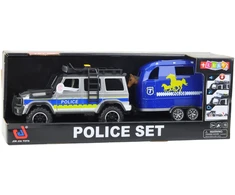Lean Toys Policijos visureigis su priekaba ir arklio figūrėle, šviesos ir garsai