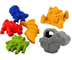 Lean Toys Rinkinys Do Piasku Wiaderko Z Prysznicem Łopatka Grabki Foremki Dinozaury