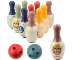 Lean Toys Vaikiškas boulingo rinkinys su kačiukų motyvais, 10 kuolelių, 2 kamuoliai