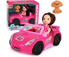 Lean Toys Mini lėlė su kabrioletu rožinė