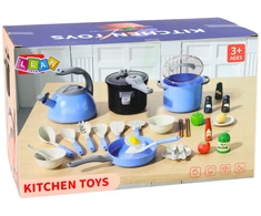 Lean Toys Virtuvės indų rinkinys mėlynas 32 vnt.