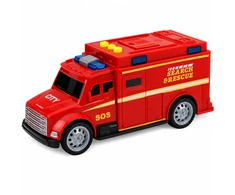 Lean Toys Gelbėjimo automobilis su šviesos ir garso efektais, raudonas, 15,5 × 7 × 5 cm