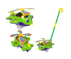 Lean Toys Lėktuvo stūmiklis su rankena, žalias