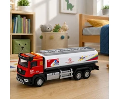 Lean Toys Žaislinis autocisternos modelis su šviesomis ir garsais, raudonas ir baltas, 25,5 × 8,5 × 7 cm