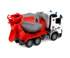 Lean Toys RC betono maišytuvas su šviesos efektais ir judančiu būgnu, raudonas, baltas ir pilkas, 29 × 15 × 11 cm