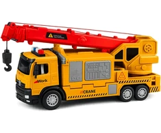 Lean Toys Sunkvežimis su kranu geltonas
