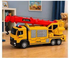Lean Toys Sunkvežimis su kranu geltonas