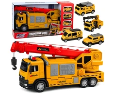 Lean Toys Sunkvežimis su kranu geltonas