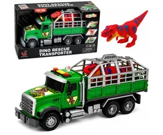 Lean Toys Žaislinis dinozaurų transporteris su šviesos ir garso efektais, žalias, 36 × 16,5 × 11,5 cm