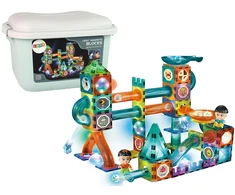 Lean Toys Šviečianti rutulių čiuožykla su blokeliais, 150 elementų
